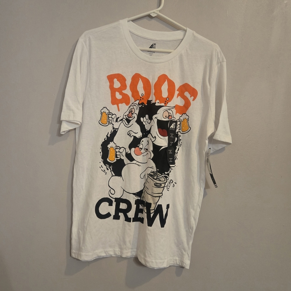 American Dream Team Network Ghost Boos Crew Halloween Shirt Size Large